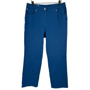 St. John Women's Size 10 Blue Knit Jeans  Gold Hardware ankle pockets